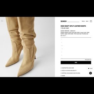 ZARA High Shaft Leather Boots (Burgundy/Red)